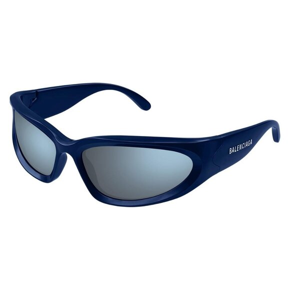 New Authentic  BALENCIAGA Extreme Blue Square BB0157S 009 Sunglasses Women - Picture 1 of 4